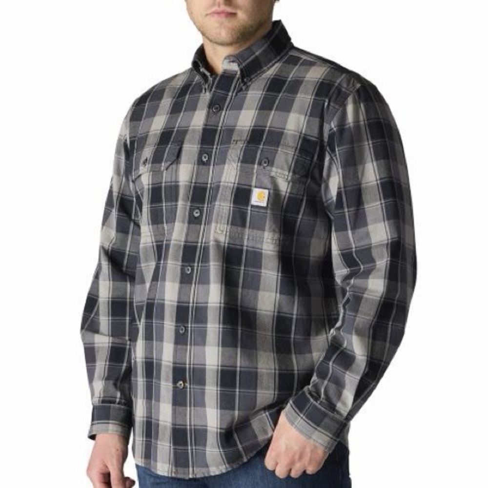 Carhartt Loose Fit Midweight Chambray Long-Sleeve Plaid Shirt